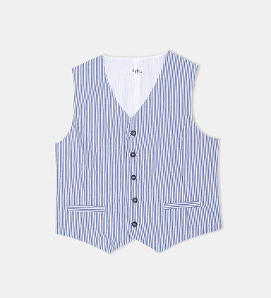 Junior Striped Seersucker Gilet