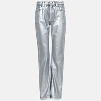 Silver Laminated Jeans