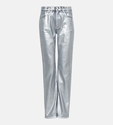 Silver Laminated Jeans