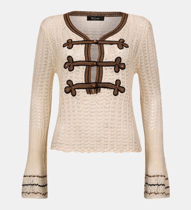 Front Cut-out Embroidered Sweater