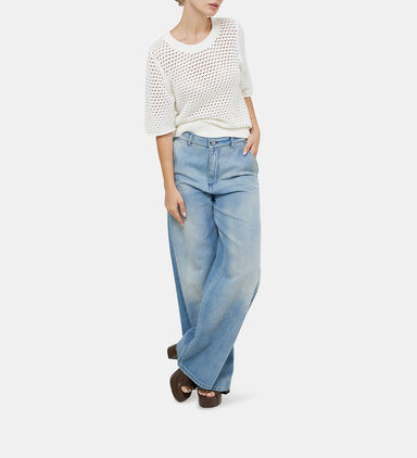 Five-pockets Wide Leg Denim Pants