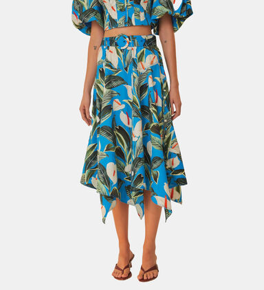 Anthurium Garden Asymmetric Midi Skirt