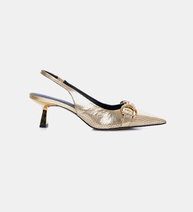 Snake Texture Slingback Pumps