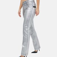 Silver Laminated Jeans