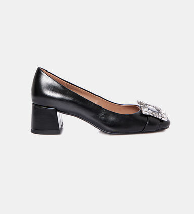 Doris Brooch Creased Leather Pumps