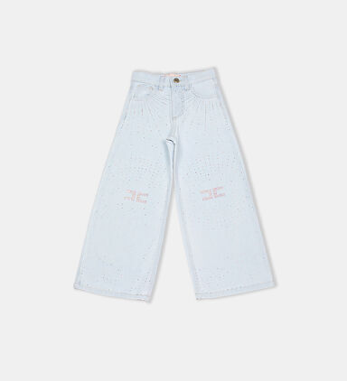 Strass-logo Wide Leg Denim Pants