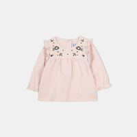 Cotton Floral-embroidery Flared Top