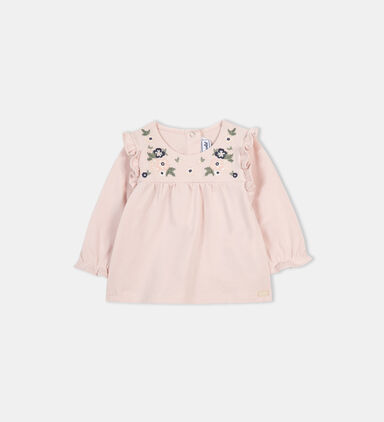 Cotton Floral-embroidery Flared Top