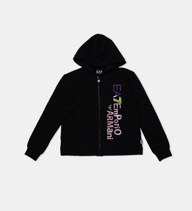 Black Cotton Zip-up Hoodie