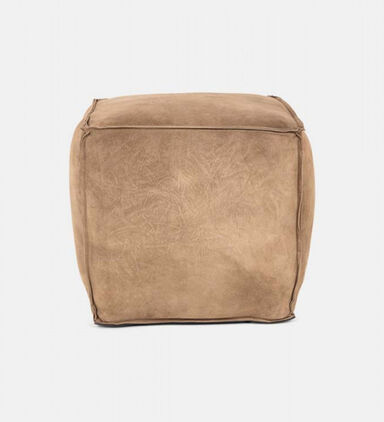 Cuby Suede Leather Square Pouf