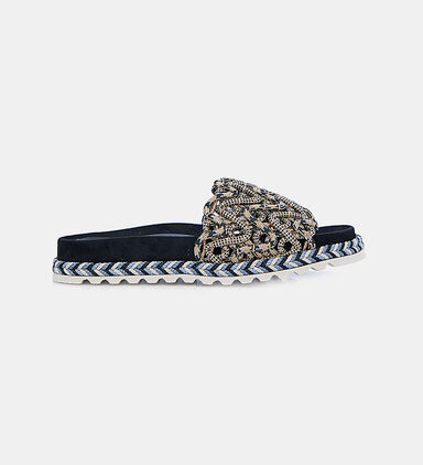 Jesy Rafia Round-toe Slippers