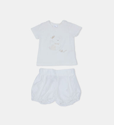 Cotton Logo-embroidery Baby Set