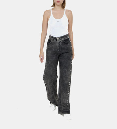 Studded 5-pocket Denim Pants