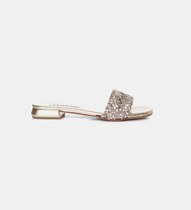 Metallizzato Strass Flat Heel Sabots