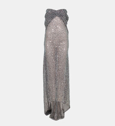 Sequined Strapless Maxi Dress