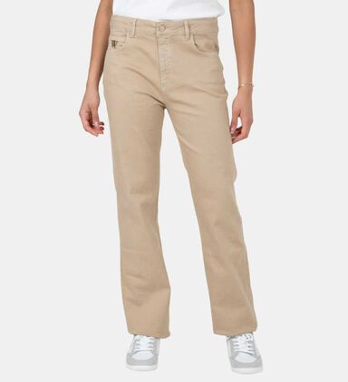 Ankle Cuffed Beige Jeans