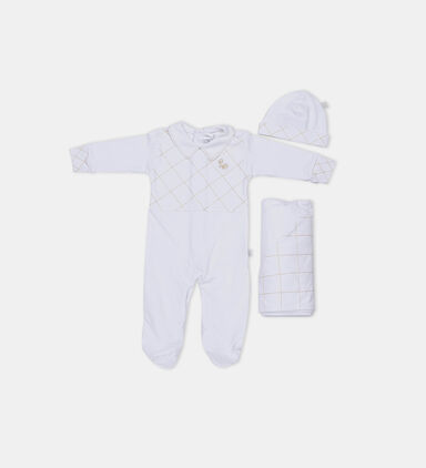 Pima Cotton Checkered Dungaree 4-piece Set