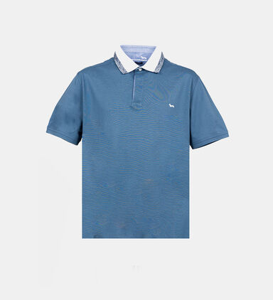 Ribbed Collar Cotton Polo Shirt