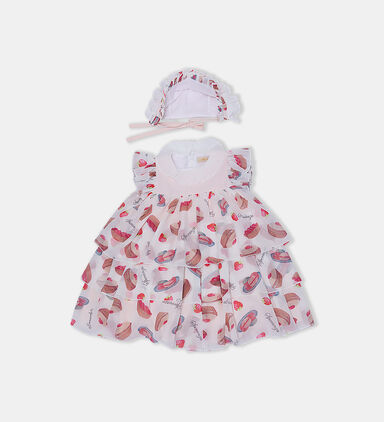 Cupcakes-print Layered Dress Hat Set