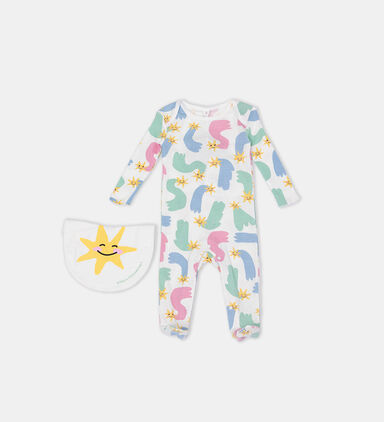 Star Printed Babygrow Bib Set