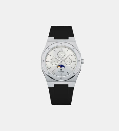 Moon Phase Rubber Strap Quartz Watch