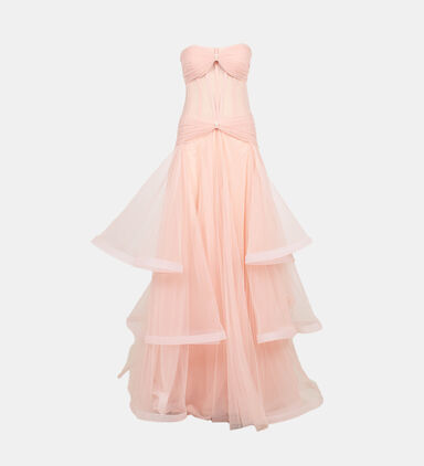 Tulle Corset Strapless Layered Dress