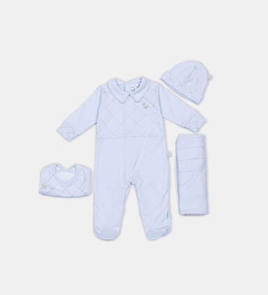 Luxe Pima Cotton Checkered Dungaree 4-piece Set