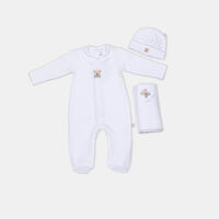 Cotton Bear Pattern Dungarees 4-piece Ser