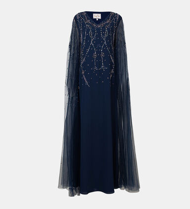 Rhinestone Cape Sleeve Dantal Dress