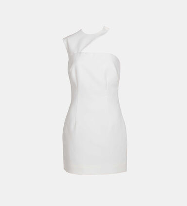 Asymmetric Neck Mini Dress