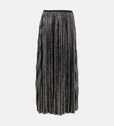 Lamé Pied De Poule Long Soleil Skirt