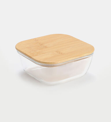 Glass Square Bamboo Lid Container