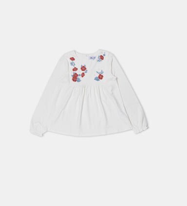 Ivory Jersey Embroidered Top