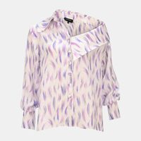 Patterned Asymmetric-neck Shirt