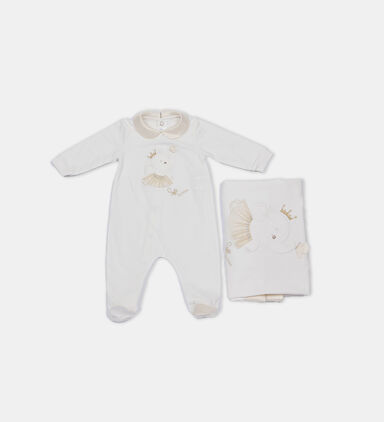 Elephant-design Dungaree 2-piece Set