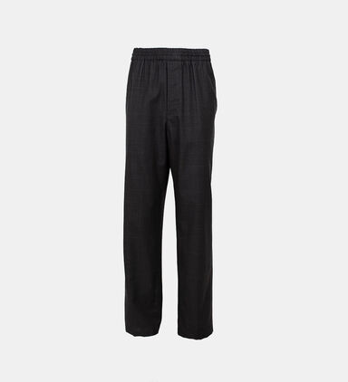 Elasticated-waist Straight-leg Pants