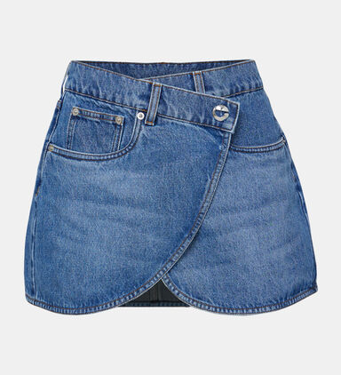 Fold-over Denim Mini Skirt