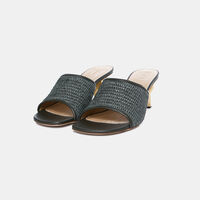 Raffia Chain Heel Slide Sandal