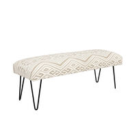 Handloom Beige Iron Legs Bench