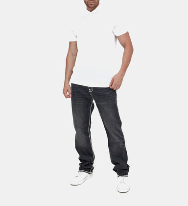 Contrasted Lines Denim Pants