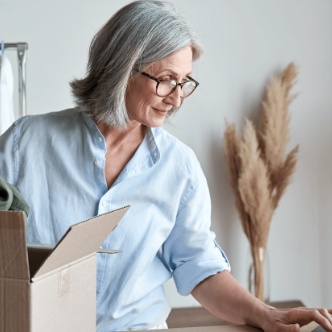 Generic image of a lady preparing return order